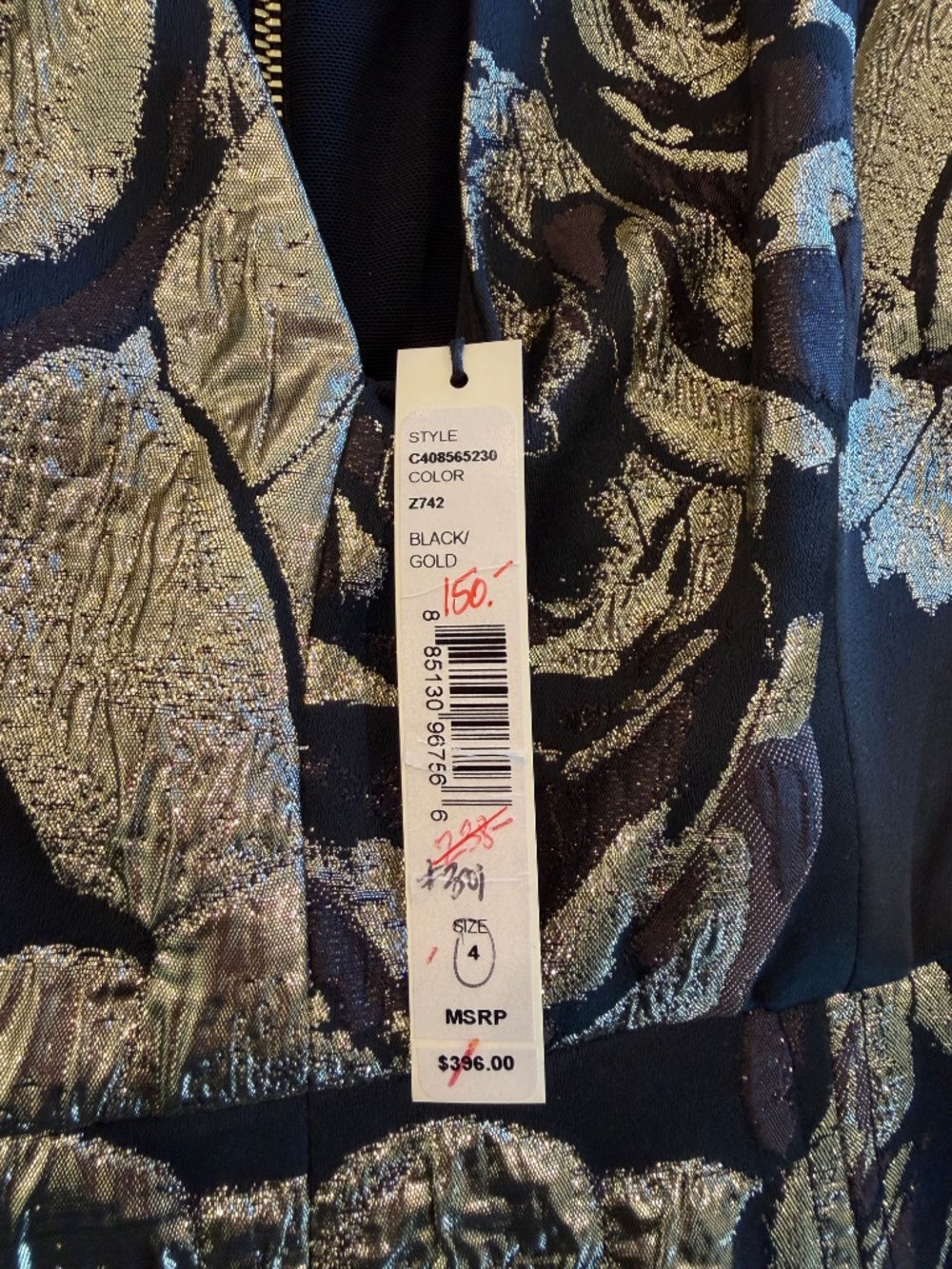 Alice + Olivia Pacey Metallic Gold Jacquard Lantern Dress NWT, Sz. 4 - Picture 5 of 8